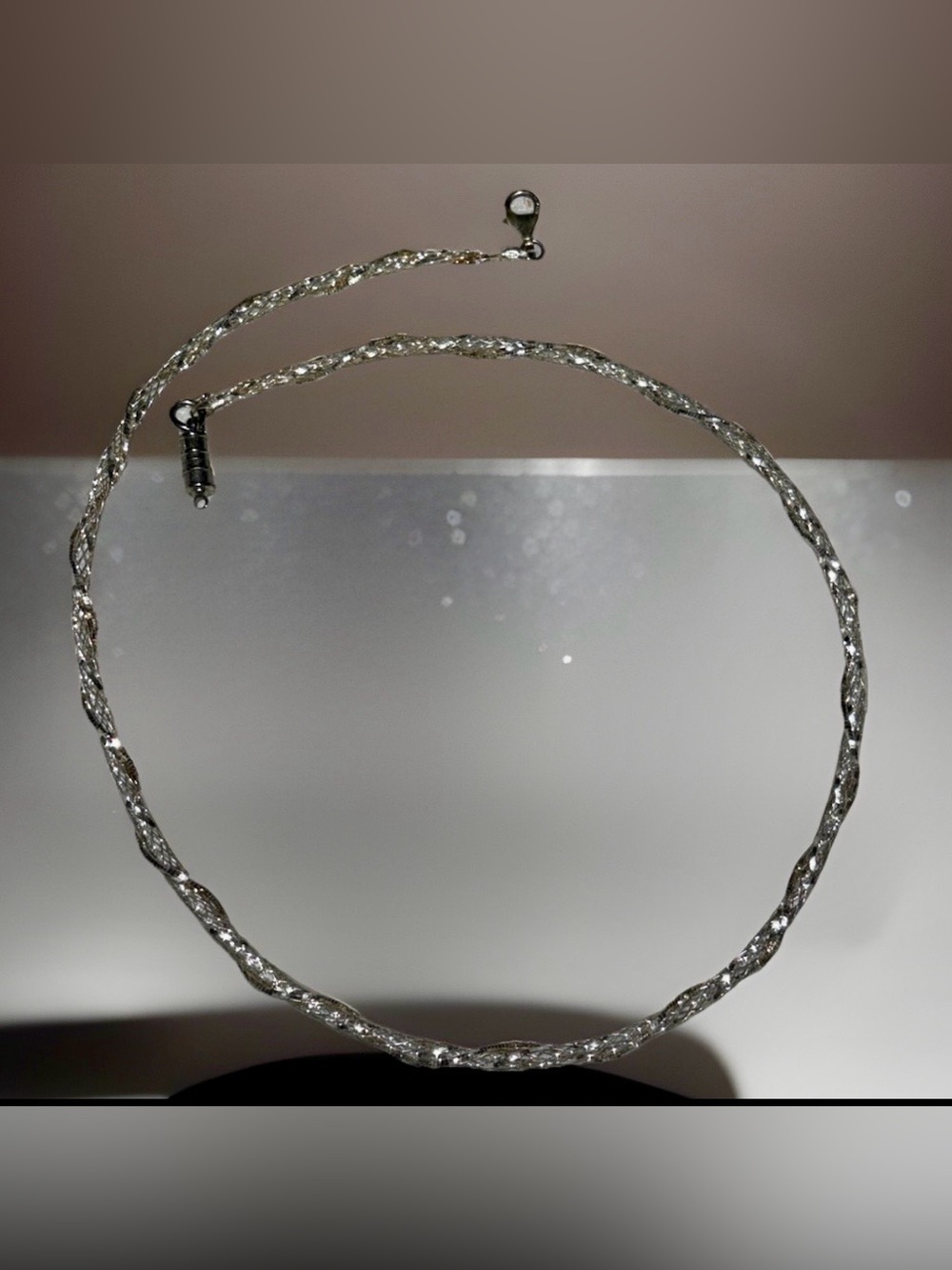 Sterling Silver 925 Twisted Mesh Necklace Made in Italy by JCM